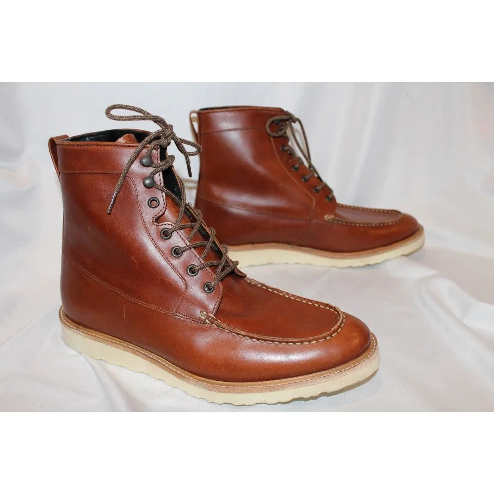 NISOLO‎ MEN'S EVERYDAY LACE UP LEATHER BOOTS BRANDY SZ 8 $280 NIB